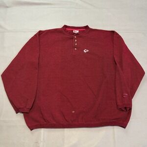 VTG Y2K 90s Kansas City Chiefs Button Henley Sweater Sweatshirt Men XL-5033